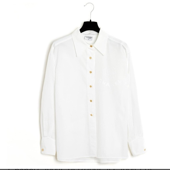 chanel white dress shirt Chanel White Vintage Dress, Very Rare